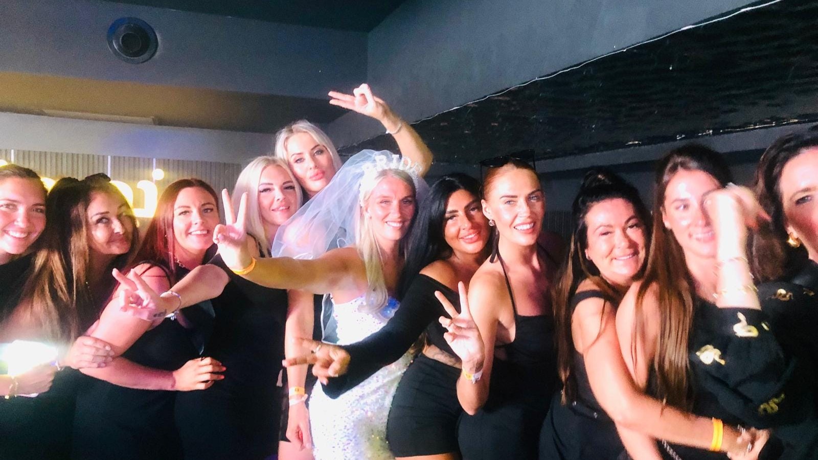 Partying bridal group