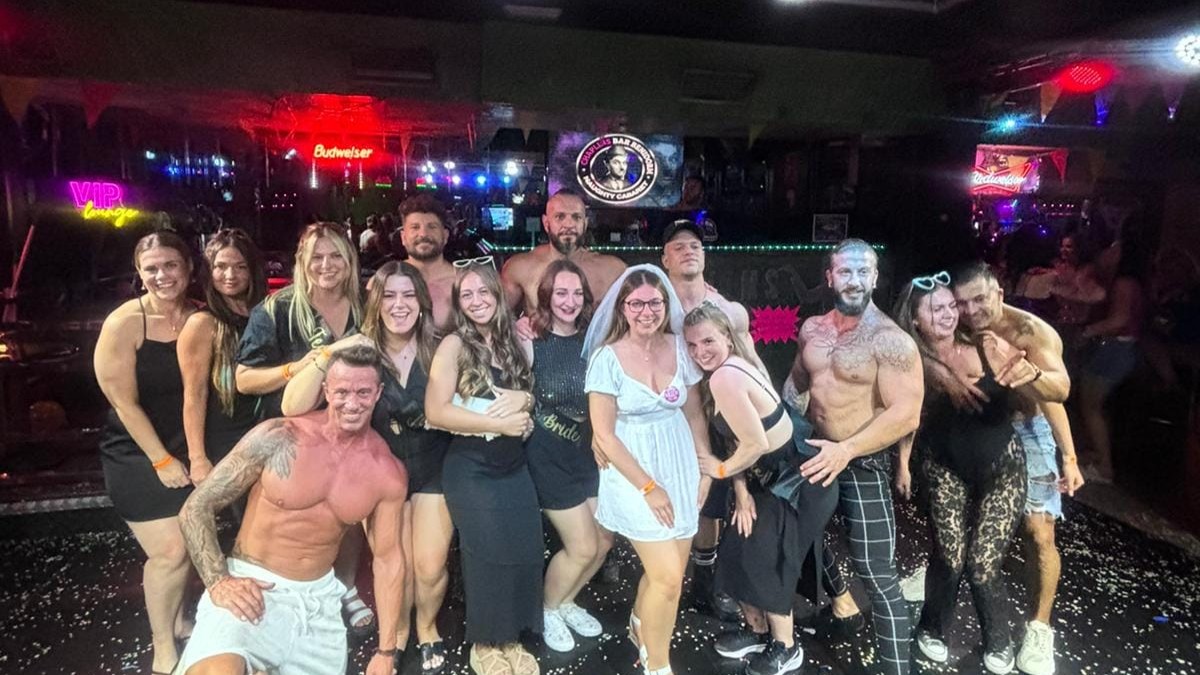 bride to be and hen party in a nightclub