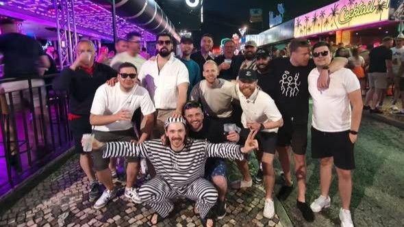 stag group out on the town in Albufeira