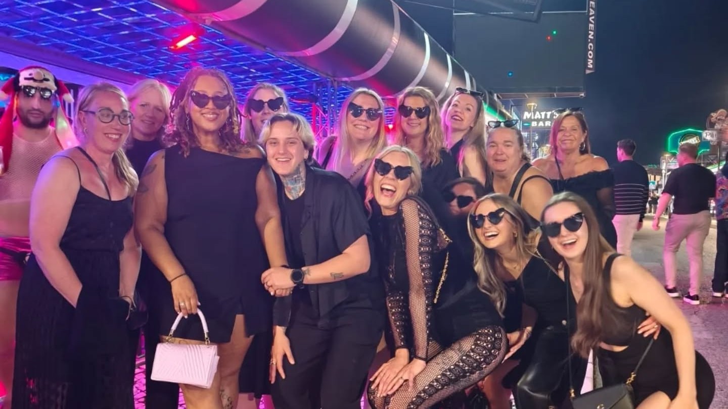 group of hens on a night out